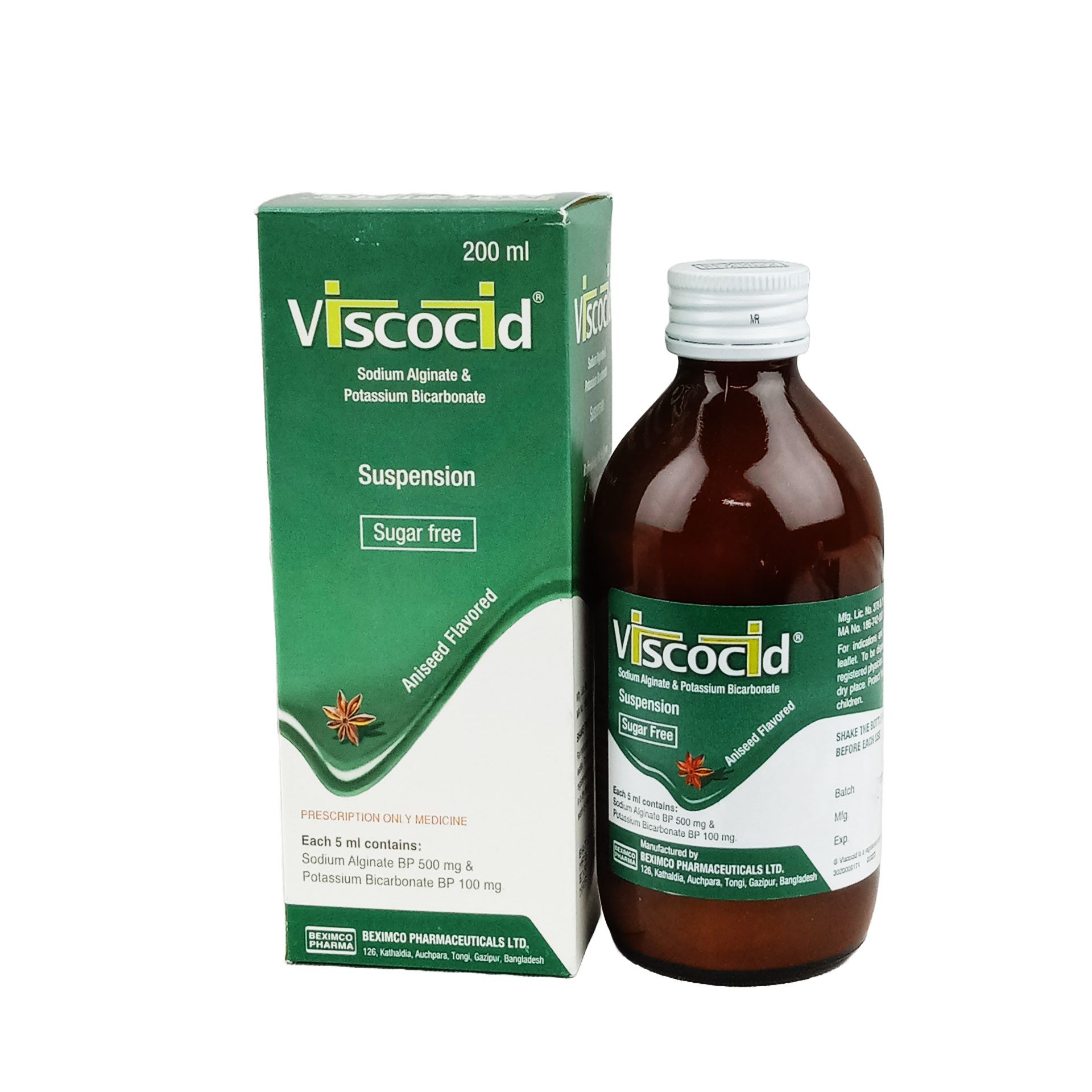 Viscocid Suspension - (100mg+500mg/5ml)