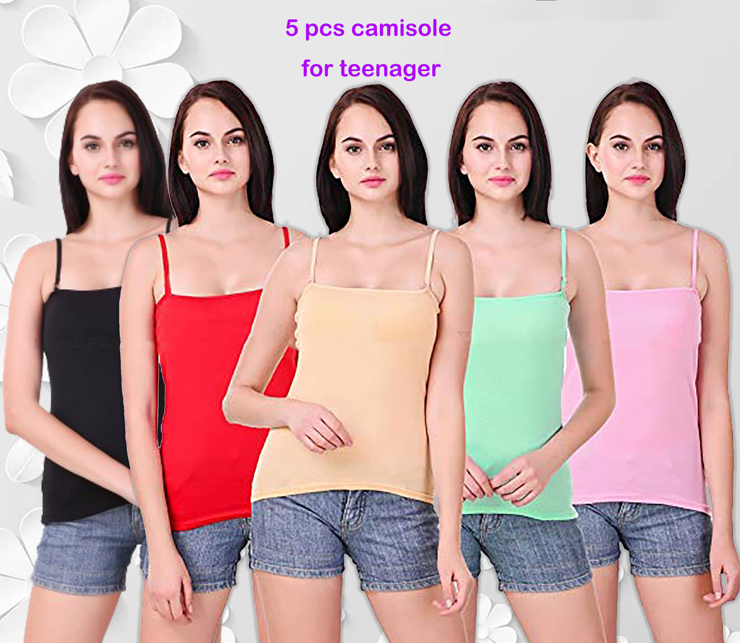 5 Pcs Ladies Inner tops For All Season Use Cotton Tanks Top Camisole