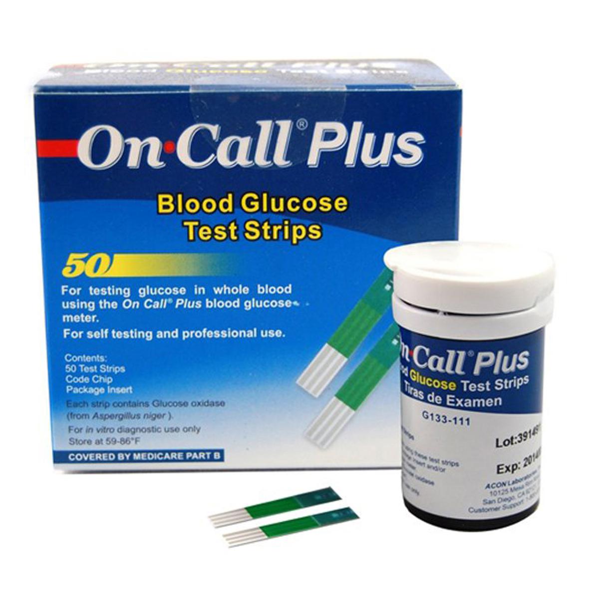 ON CALL Plus Blood Glucose Meter Test Strips - 50 pieces