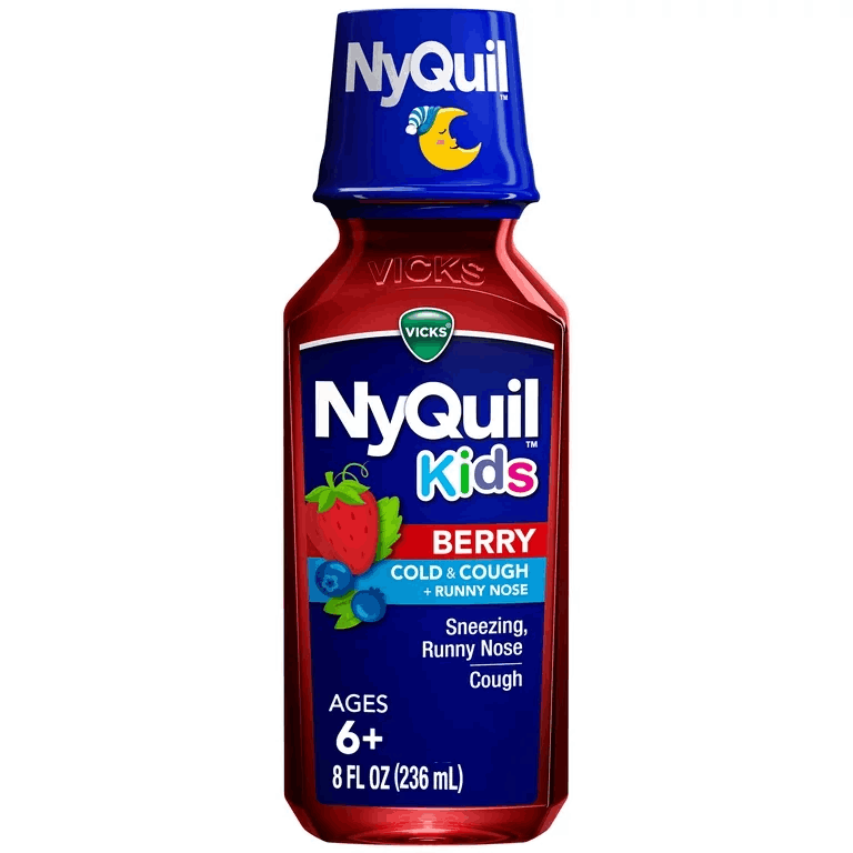 Vicks NyQuil Children's, Nighttime Cold & Cough Multi-Symptom Relief, Relieves Sneezing, Runny Nose, Cough, Berry Flavor, 8 Fl Oz Syrup - (236ml)