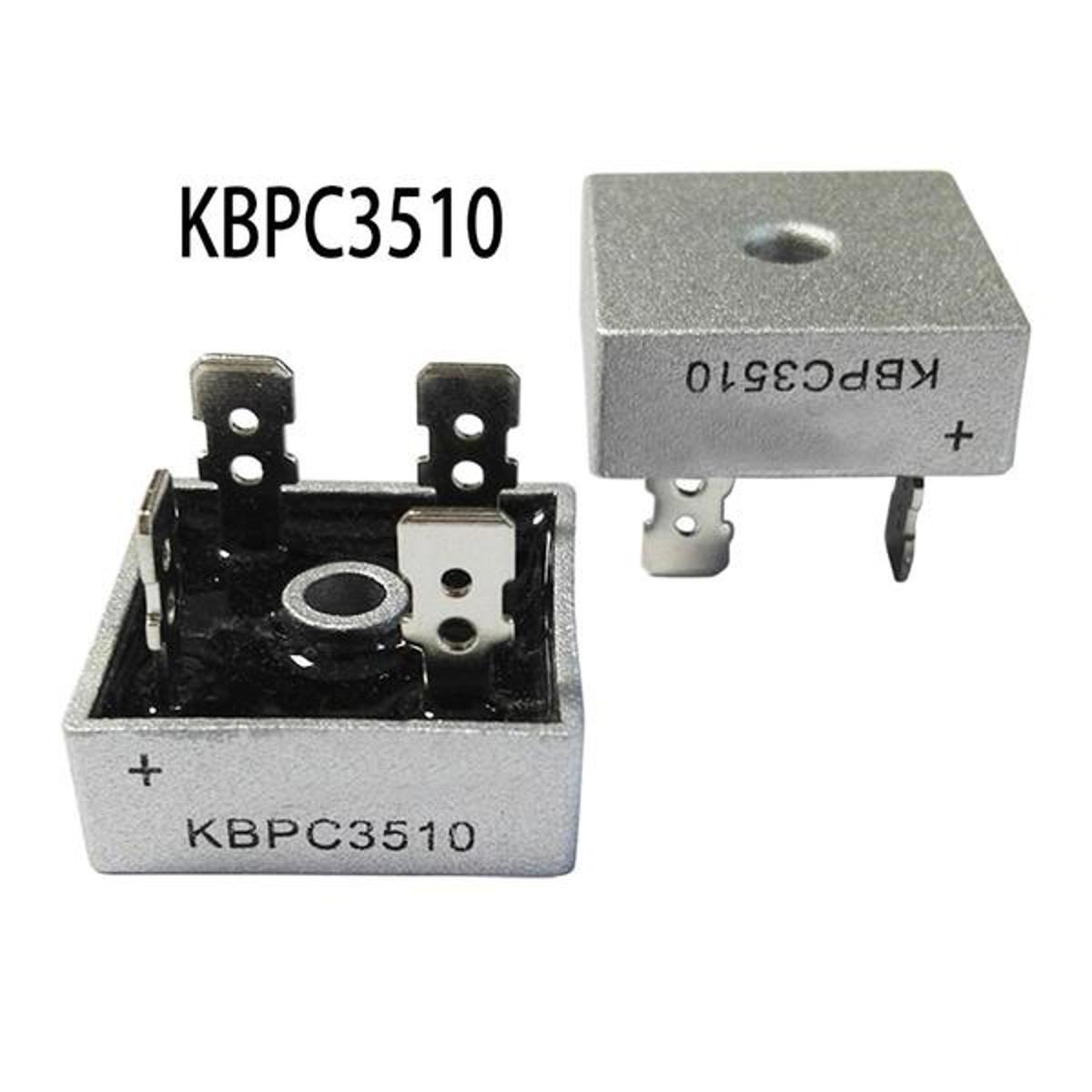 Silver KBPC3510 1000 Volt Bridge Rectifier 3510 Diode 35A 1000V AC To DC Single Phase Metal Housing 4 Pins Leads 35A Diode 1000V KBPC3510Bridge Rectifier 3510 Full Wave Bridge Rectifier Diode