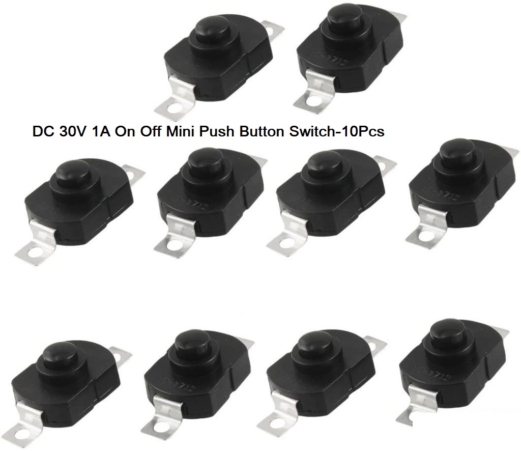Flashlight Button LED Torch Light Switches DIY 20Pcs- BLACK Color