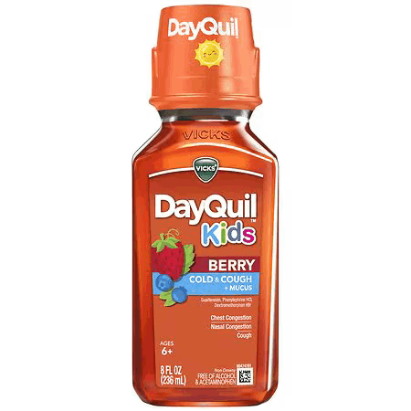 Vicks DayQuil Children's, Nighttime Cold & Cough Multi-Symptom Relief, Relieves Sneezing, Mucus, Cough, Berry Flavor, 8 Fl Oz Syrup - (236ml)