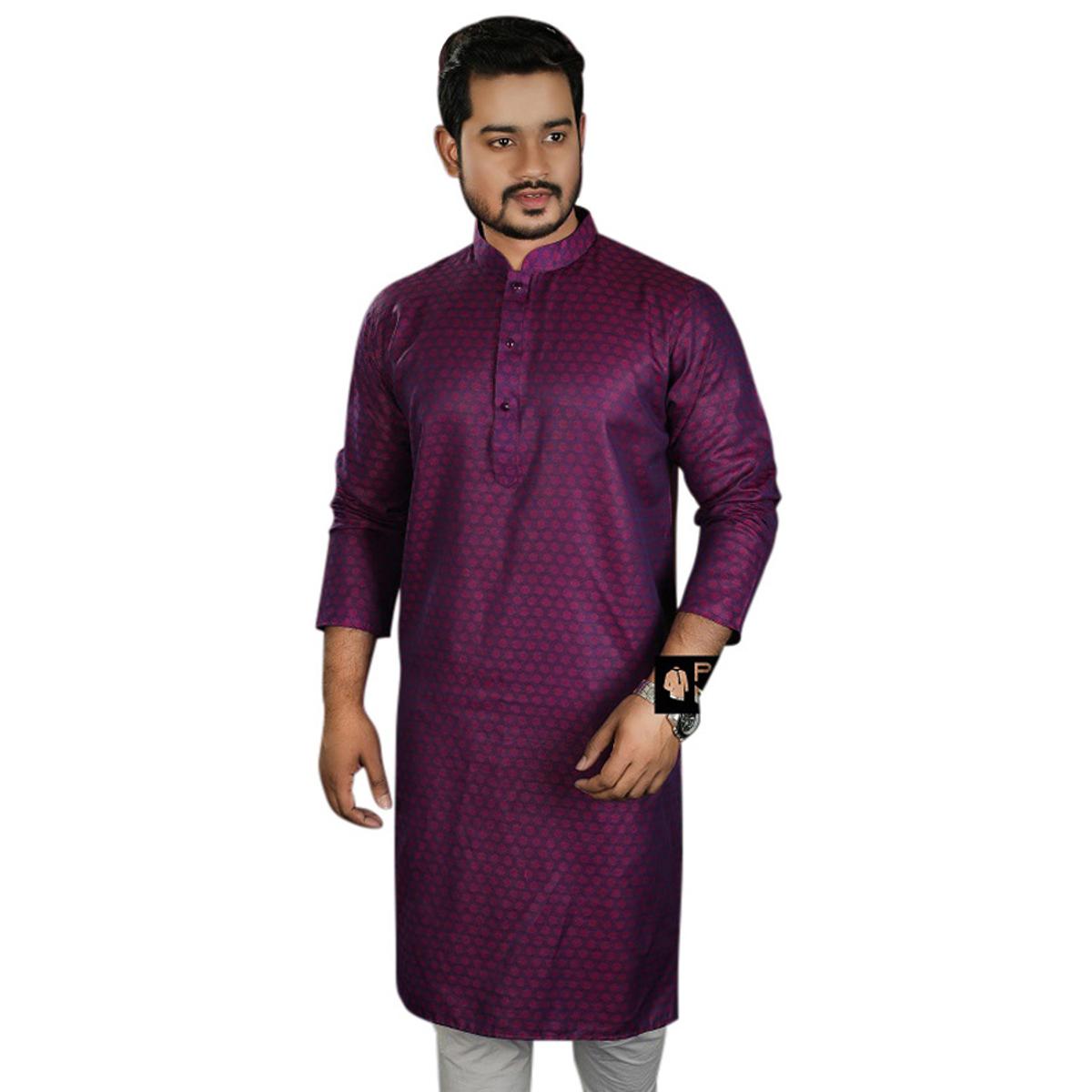 Stylish And Fashionable Peyaj Cotton Panjabi For Men
