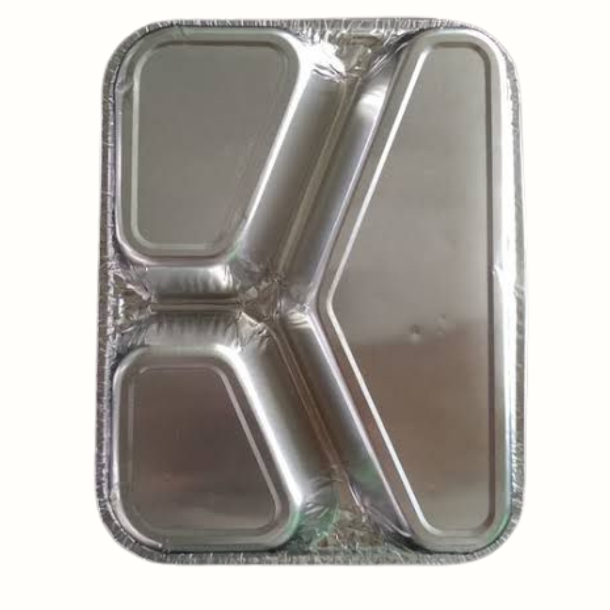 3 compartment Aluminum foil box -100 Pcs
