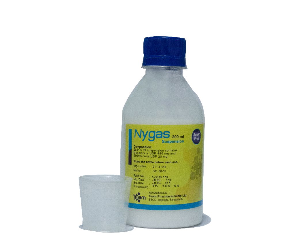 Nygas Suspension - (480mg+20mg/5ml)