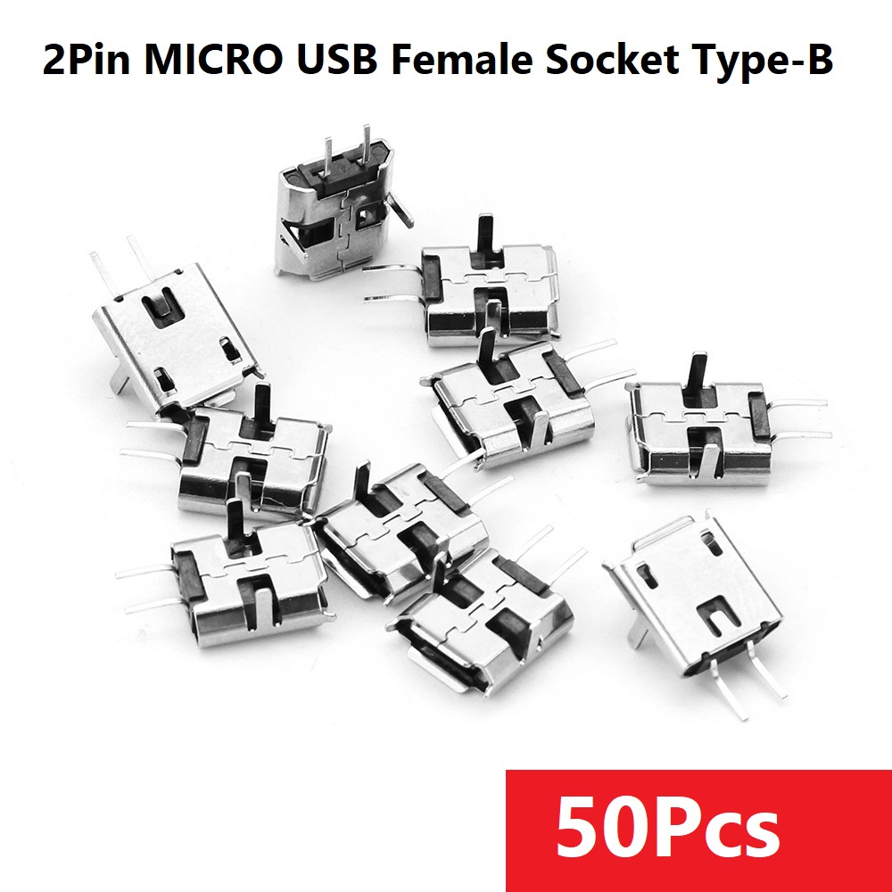 50Pcs- 2Pin MICRO USB Female Socket Type-B